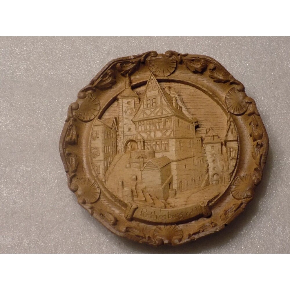 Resin Wood Look Rothenburg Obder Tauber Vintage Carved Wall Hanging Deco Picture